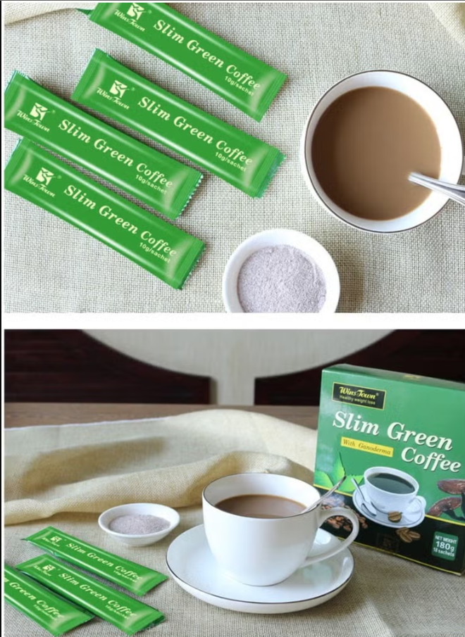 Slim Green Coffee, With Ganoderma, Lucidum Coffee, Natural Weight Loss Coffee with Reishi Mushroom for Better Digestion and Healthy Lifestyle, 18 Sticks per Box